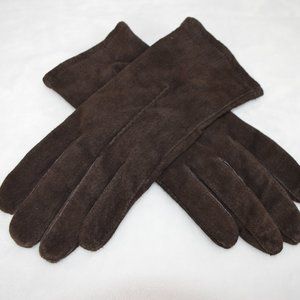 Fownes Ladies Dark Brown Velvet Gloves Size L